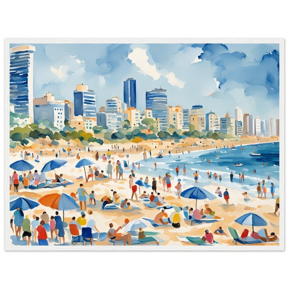 Tel Aviv beach, Israel art, Jewish home. Jewish art, Judaica gift, Jewish Pride