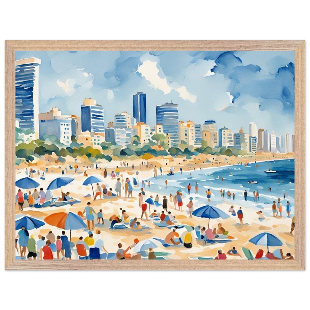 Tel Aviv beach, Israel art, Jewish home. Jewish art, Judaica gift, Jewish Pride