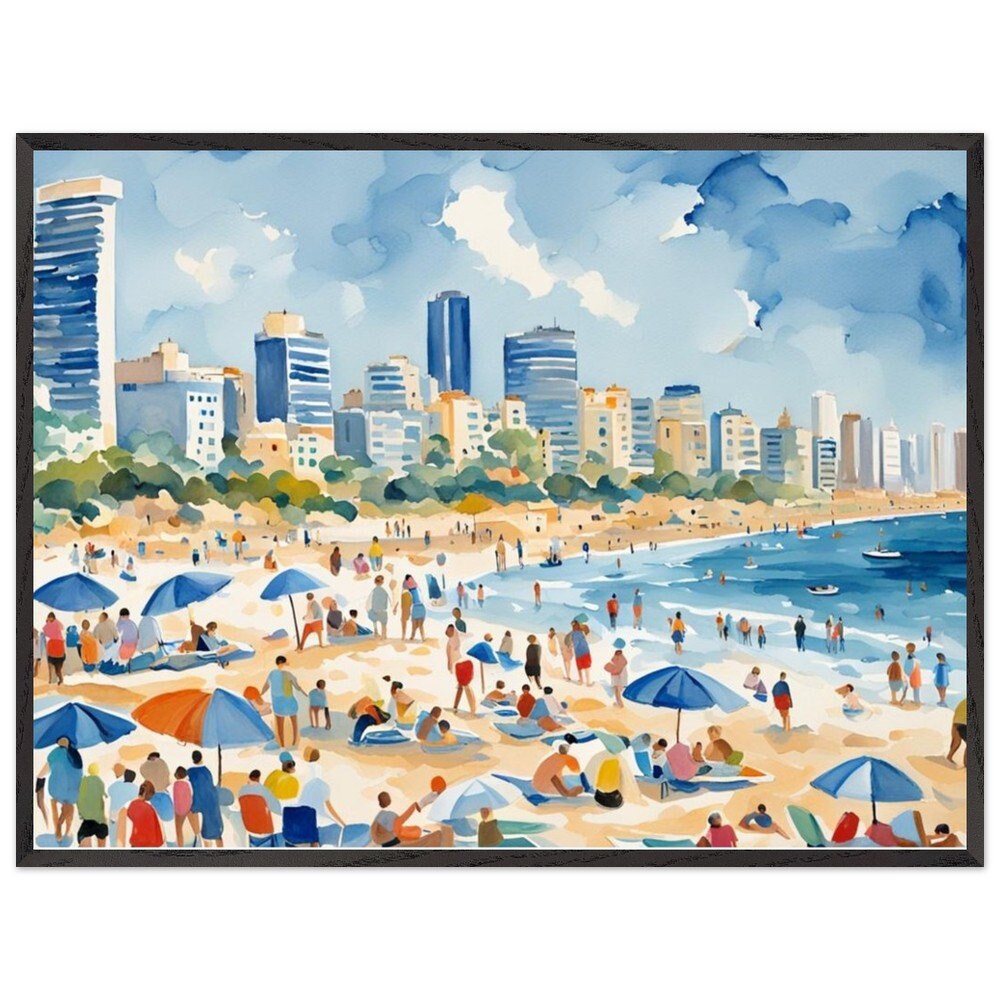 Tel Aviv beach, Israel art, Jewish home. Jewish art, Judaica gift, Jewish Pride