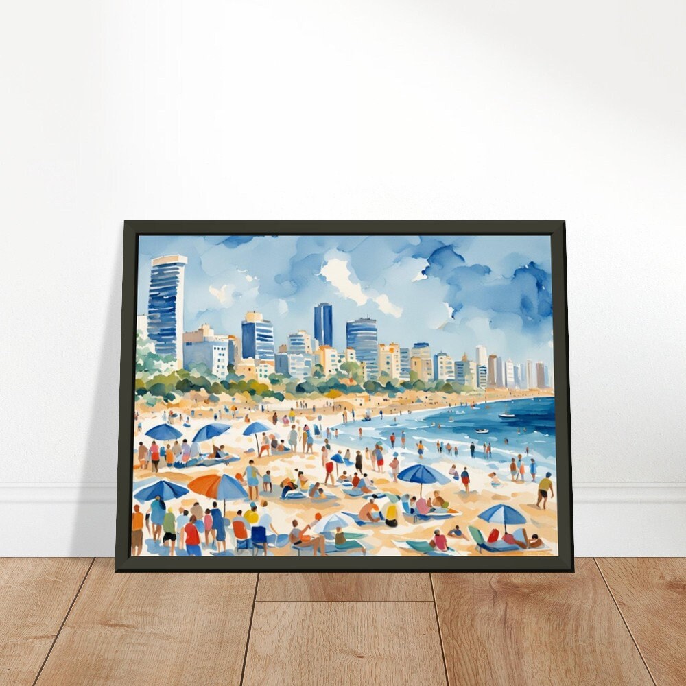 Tel Aviv beach, Israel art, Jewish home. Jewish art, Judaica gift, Jewish Pride