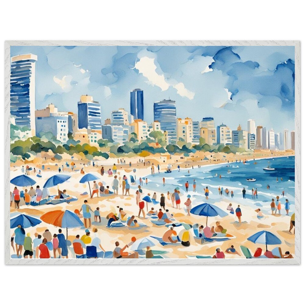 Tel Aviv beach, Israel art, Jewish home. Jewish art, Judaica gift, Jewish Pride