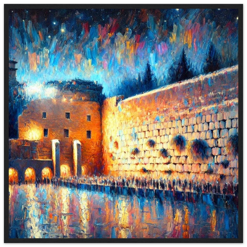 Kotel By Night 4, Jewish Wall art, Kotel wall, Western wall art, Israel art, Judaica gift, Kotel Painting - Jewish Home, Judaica Déco