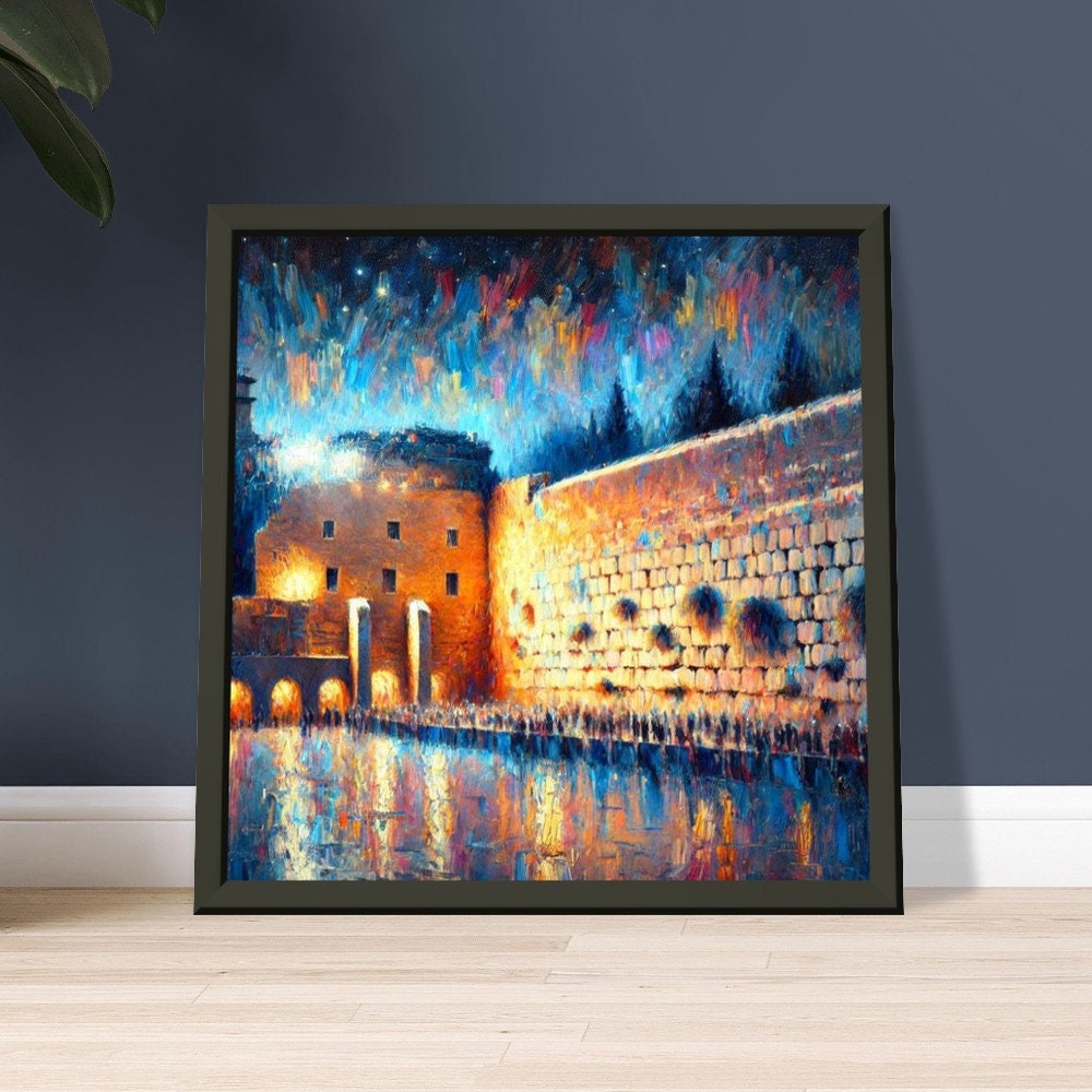 Kotel By Night 4, Jewish Wall art, Kotel wall, Western wall art, Israel art, Judaica gift, Kotel Painting - Jewish Home, Judaica Déco