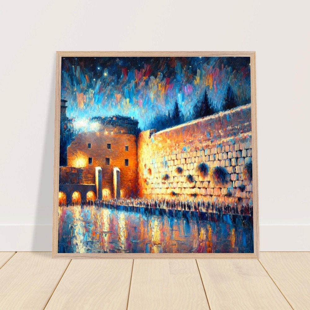 Kotel By Night 4, Jewish Wall art, Kotel wall, Western wall art, Israel art, Judaica gift, Kotel Painting - Jewish Home, Judaica Déco