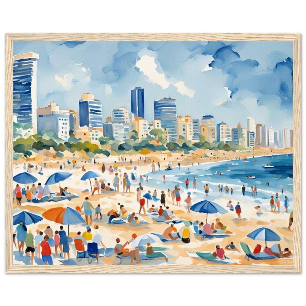 Tel Aviv beach, Israel art, Jewish home. Jewish art, Judaica gift, Jewish Pride