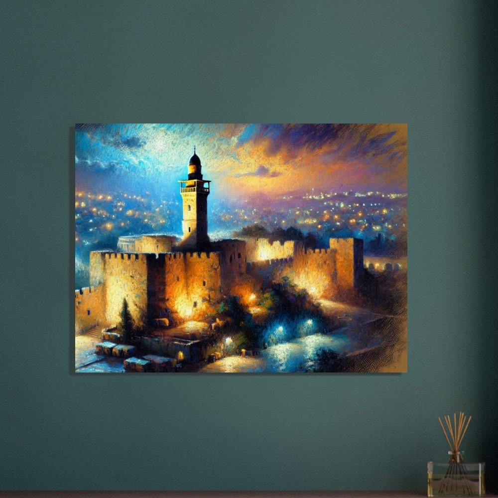 Tower of David at Night - Jewish Art, Judaica, Israel Art Print