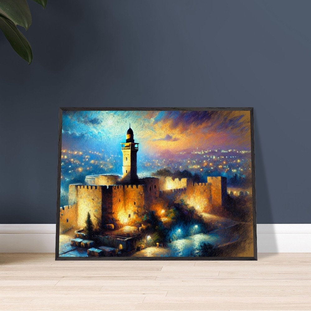 Tower of David at Night - Jewish Art, Judaica, Israel Art Print