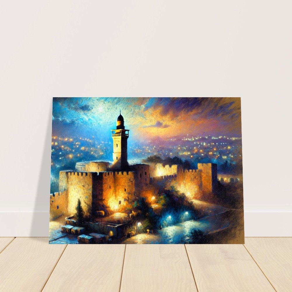 Tower of David at Night - Jewish Art, Judaica, Israel Art Print