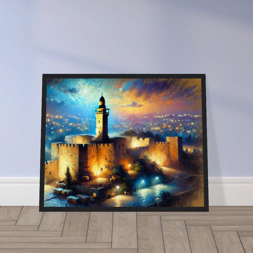 Tower of David at Night - Jewish Art, Judaica, Israel Art Print