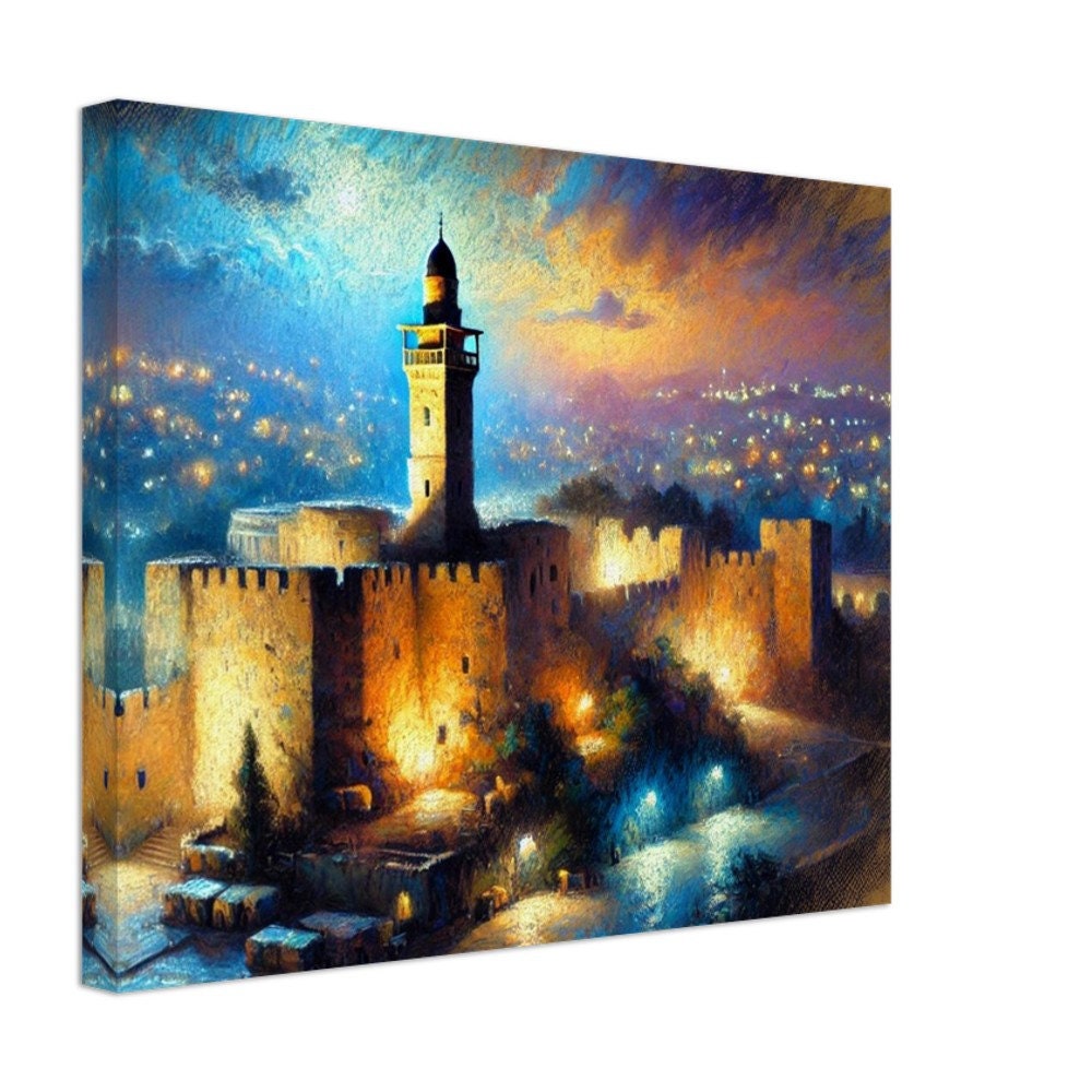 Tower of David at Night - Jewish Art, Judaica, Israel Art Print