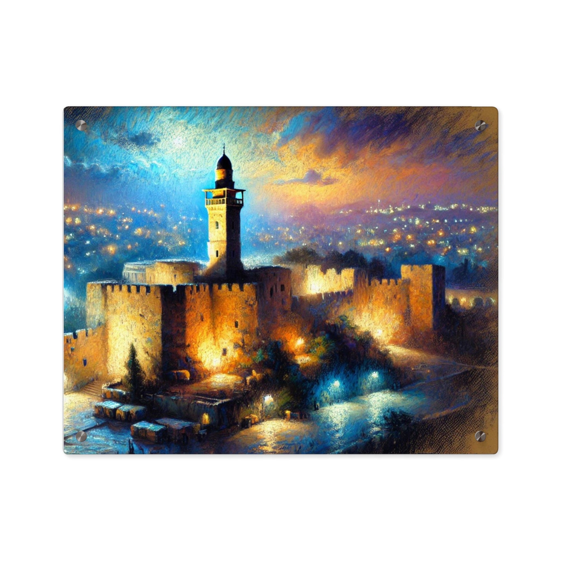 Tower of David at Night - Jewish Art, Judaica, Israel Art Print