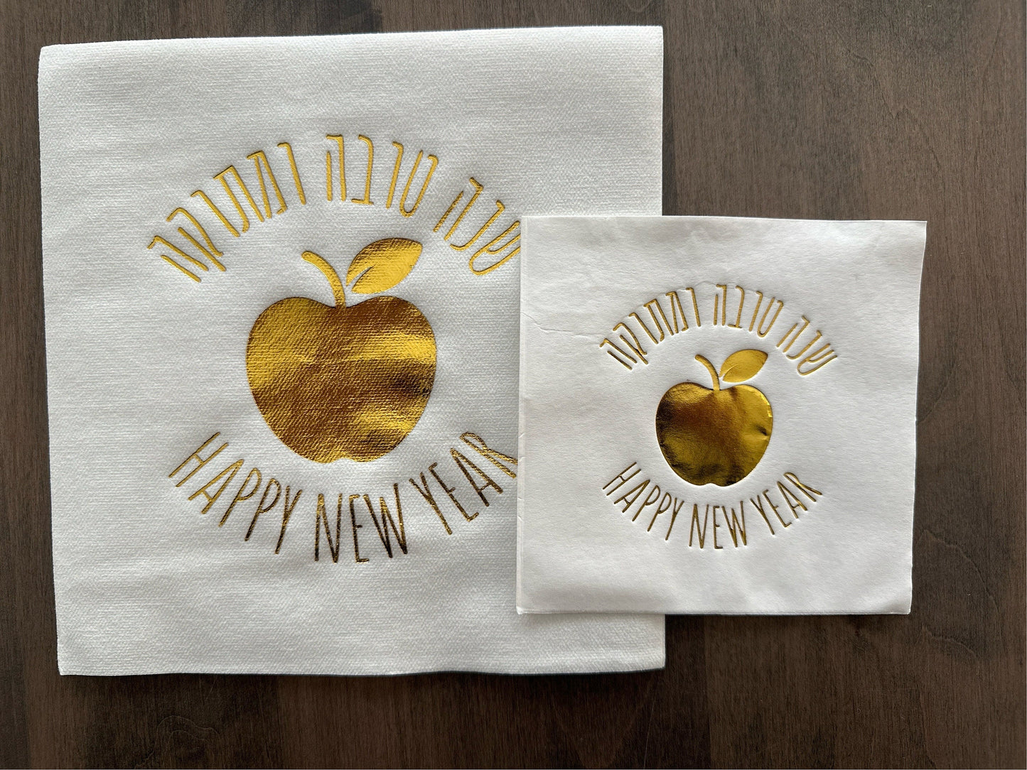 Gold Foiled Napkins for Rosh Hashana, High Holiday's napkins