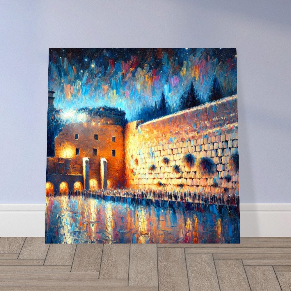 Kotel By Night 4, Jewish Wall art, Kotel wall, Western wall art, Israel art, Judaica gift, Kotel Painting - Jewish Home, Judaica Déco