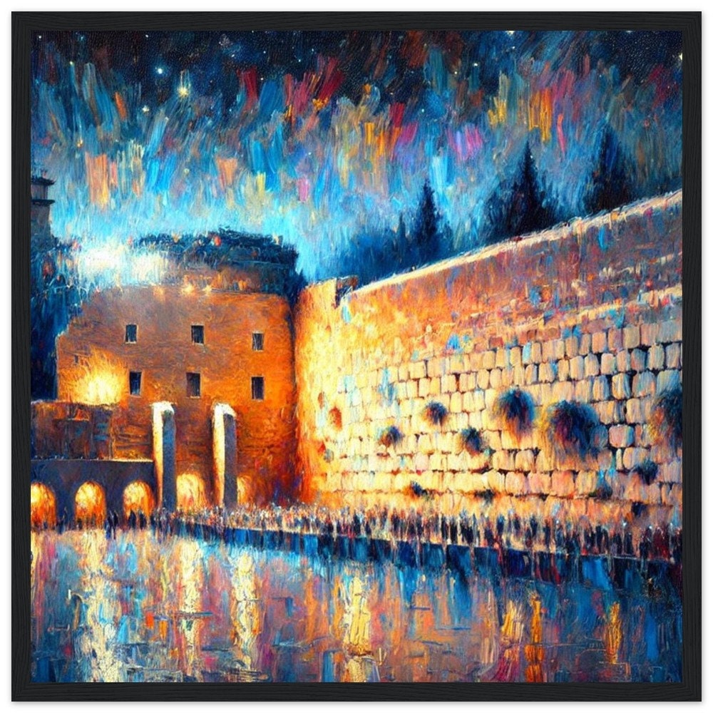 Kotel By Night 4, Jewish Wall art, Kotel wall, Western wall art, Israel art, Judaica gift, Kotel Painting - Jewish Home, Judaica Déco