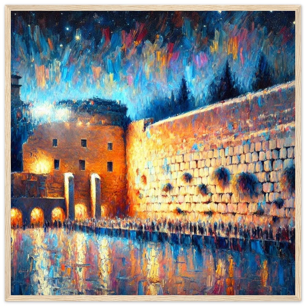 Kotel By Night 4, Jewish Wall art, Kotel wall, Western wall art, Israel art, Judaica gift, Kotel Painting - Jewish Home, Judaica Déco