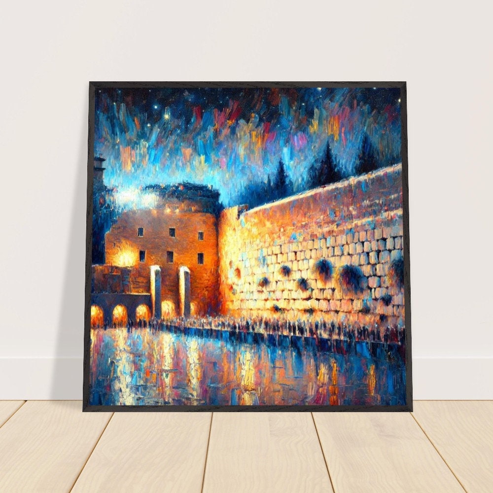 Kotel By Night 4, Jewish Wall art, Kotel wall, Western wall art, Israel art, Judaica gift, Kotel Painting - Jewish Home, Judaica Déco