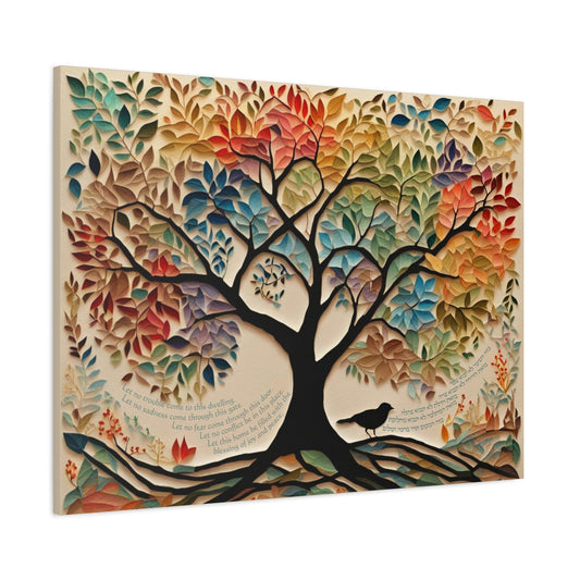 Tree of Life Birkat HaBayit Art, Jewish Judaica Wedding Gift, Unique Jewish wedding gift, Israel art- CANVAS