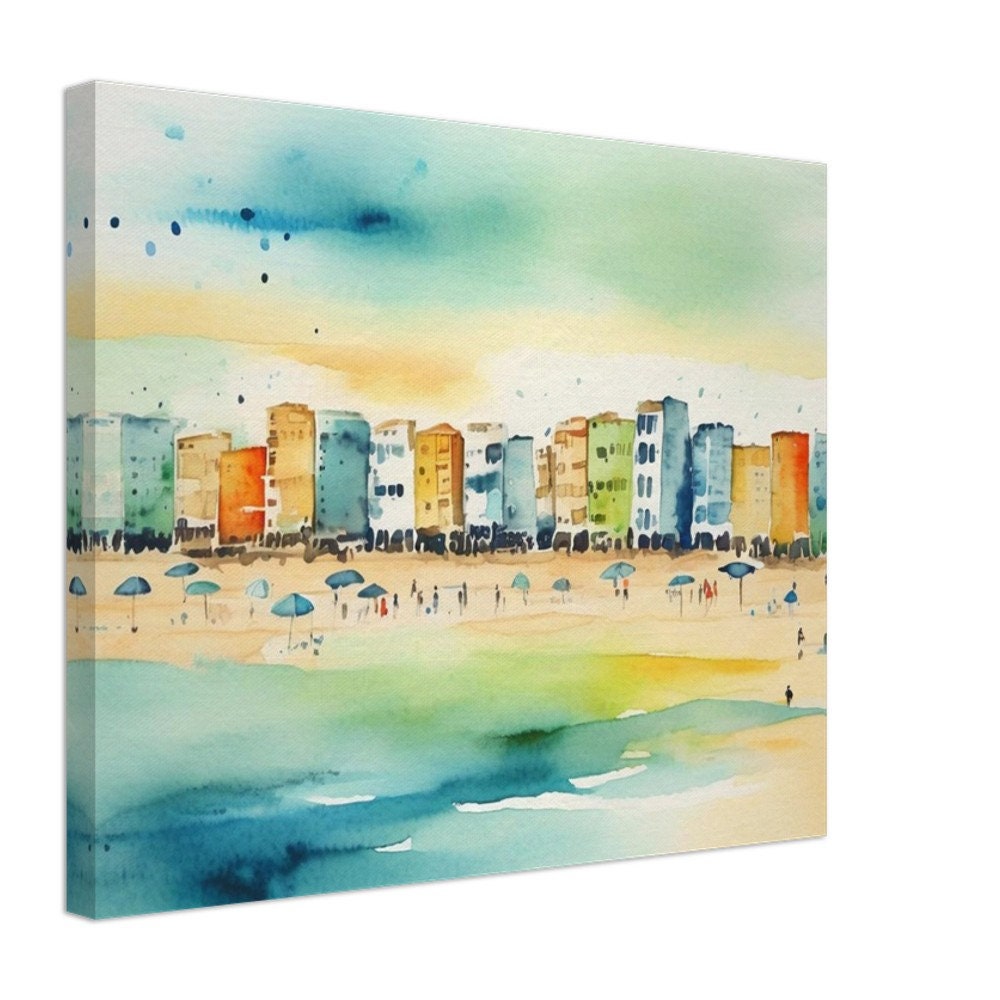 Tel Aviv Beach Landscape Art Print - Jewish Home, Judaica Décor