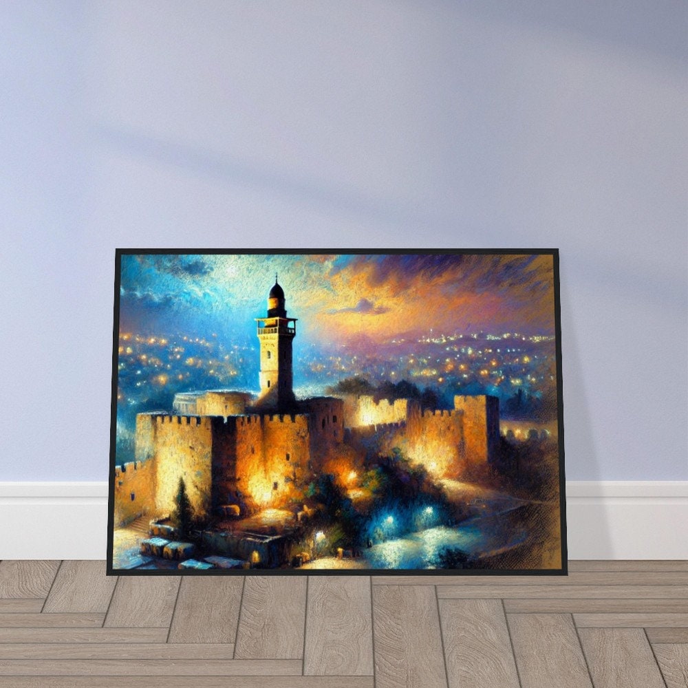 Tower of David at Night - Jewish Art, Judaica, Israel Art Print