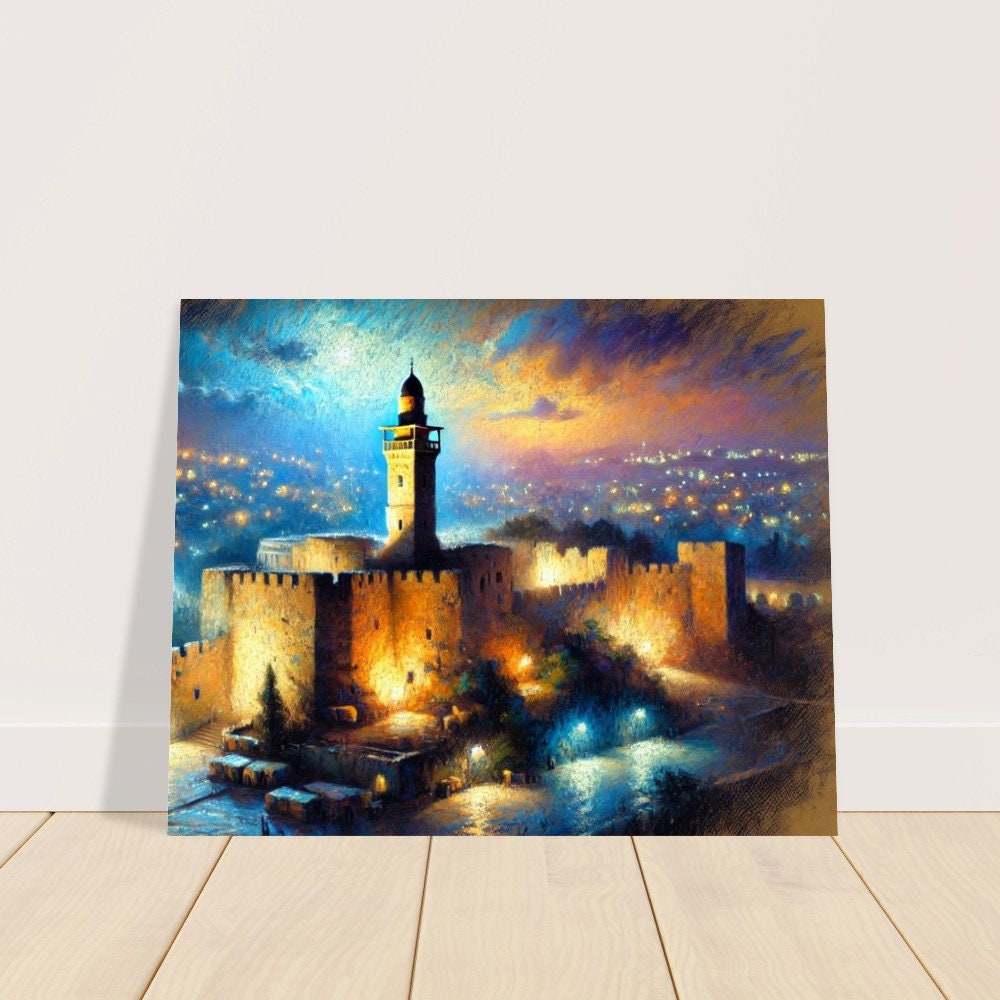 Tower of David at Night - Jewish Art, Judaica, Israel Art Print