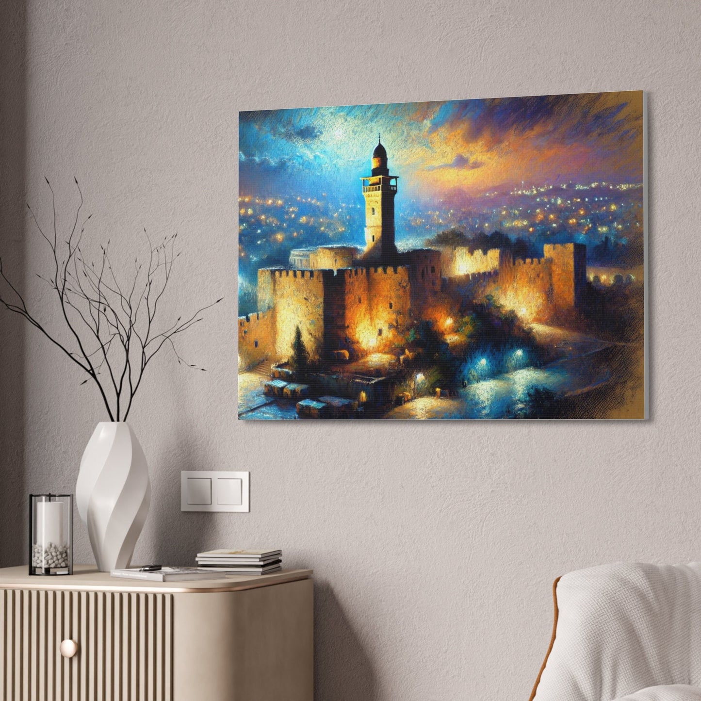 Tower of David at Night - Jewish Art, Judaica, Israel Art Print