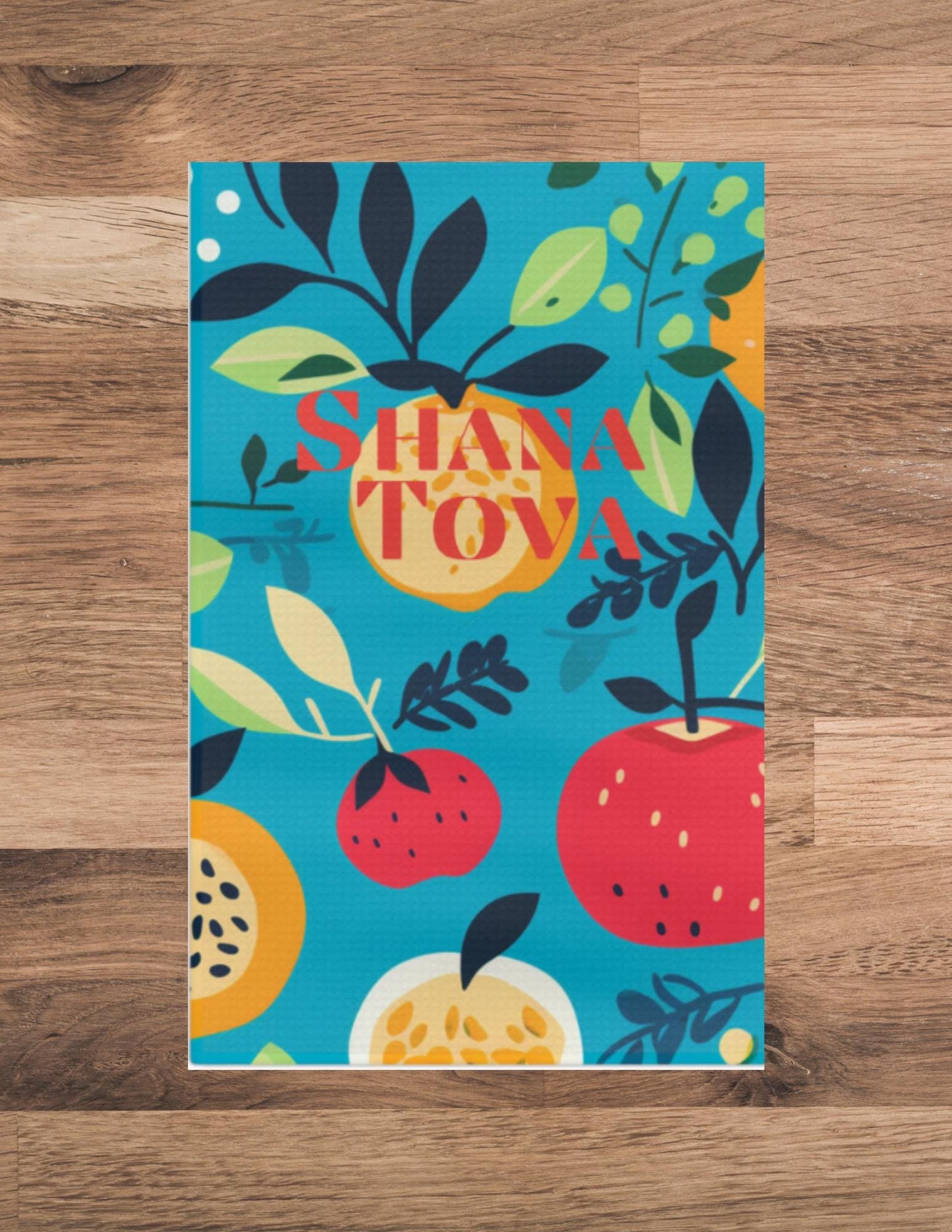 Rosh Hashanah and High Holidays Tea Towels Apple & Pomegranates Pattern