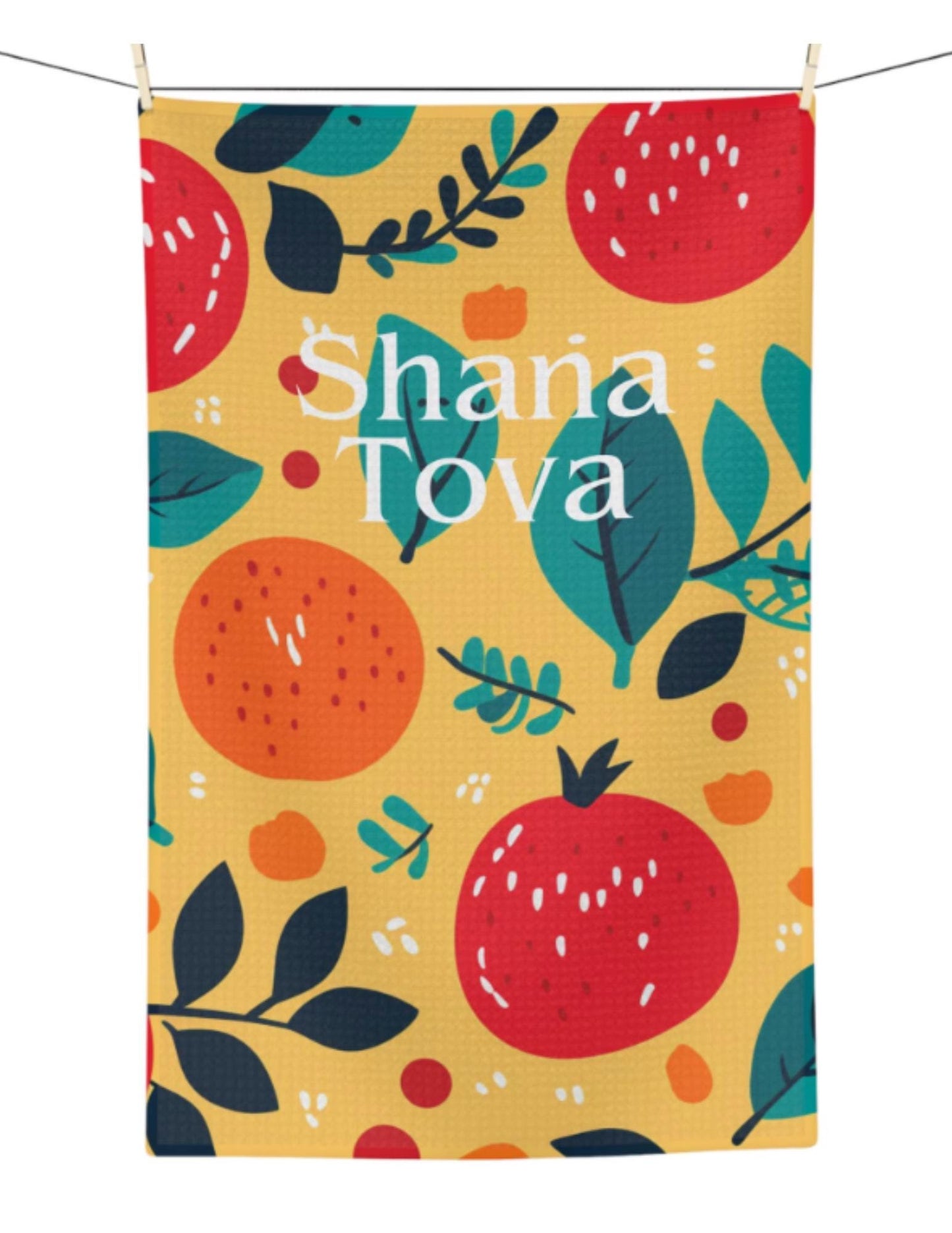 Rosh Hashanah and High Holidays Tea Towels Apple & Pomegranates Pattern