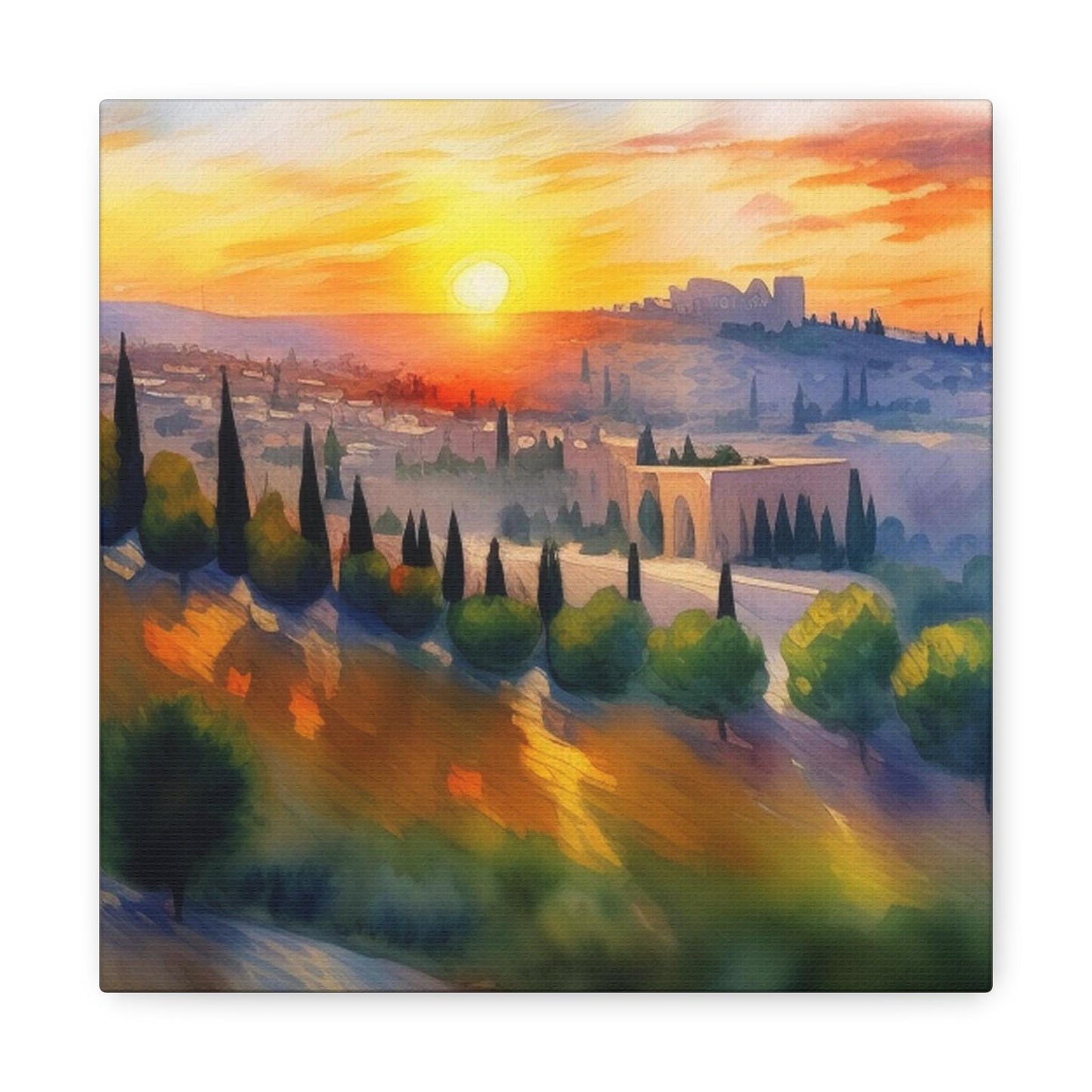 Jerusalem Hills - Jewish Art on Canvas