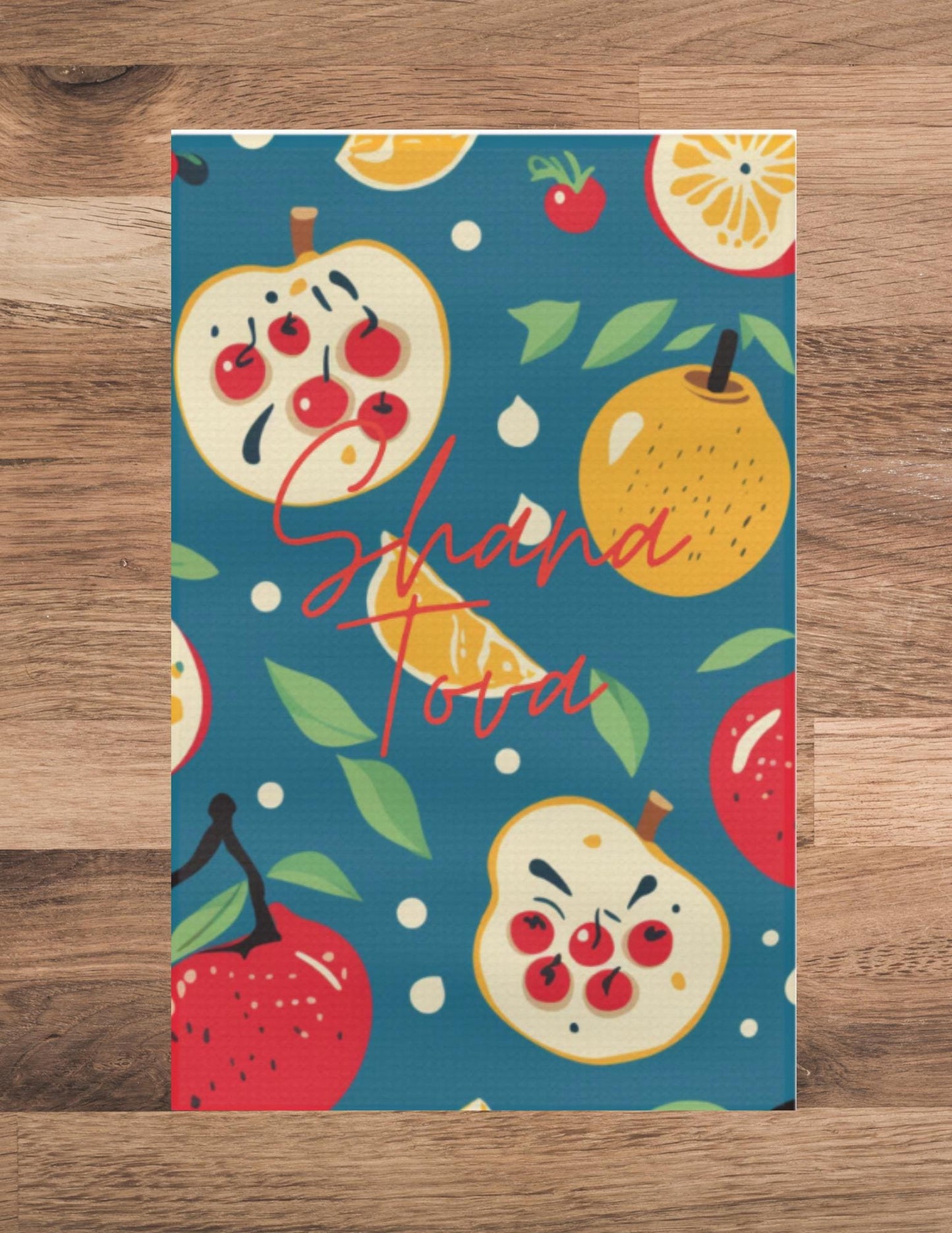 Rosh Hashanah and High Holidays Tea Towels Apple & Pomegranates Pattern