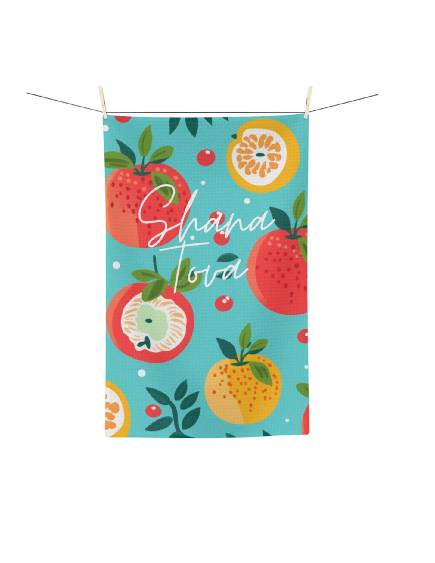 Rosh Hashanah and High Holidays Tea Towels Apple & Pomegranates Pattern