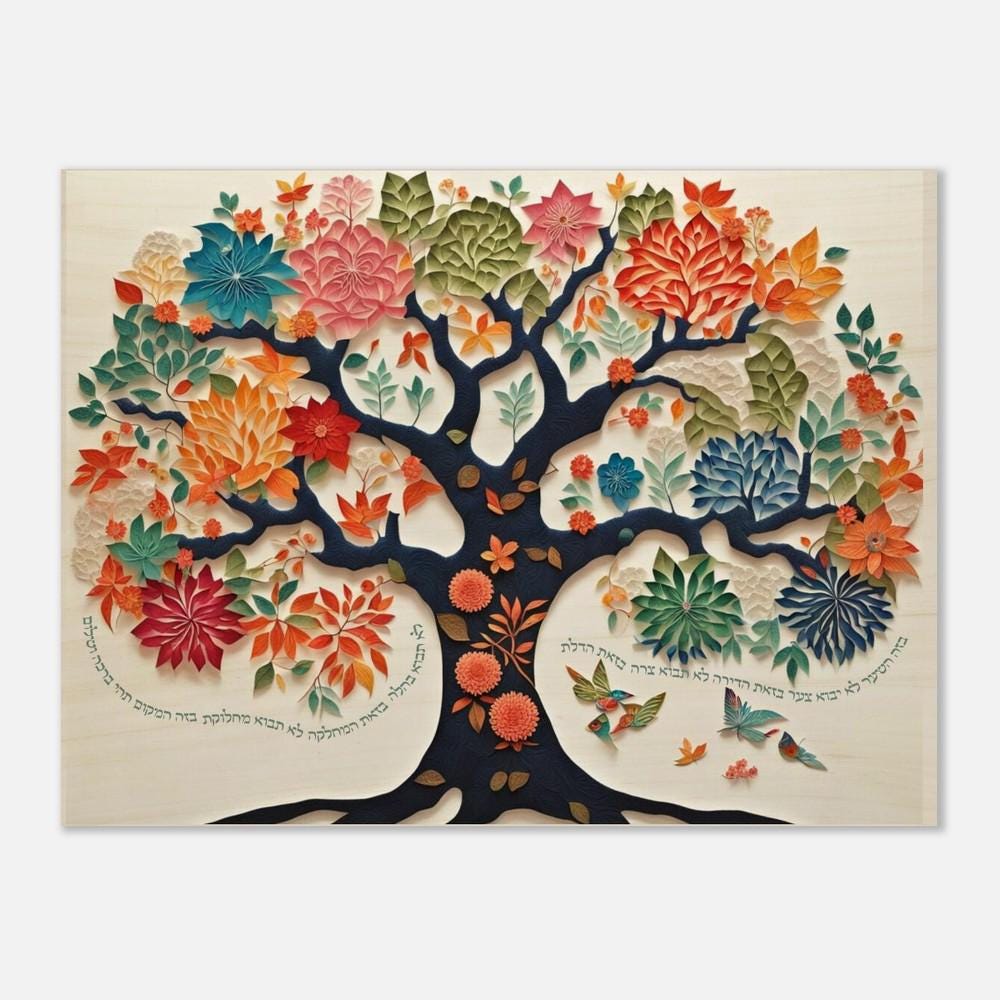 Bircat Hababyit Papercut print- Tree of Life Jewish blessing