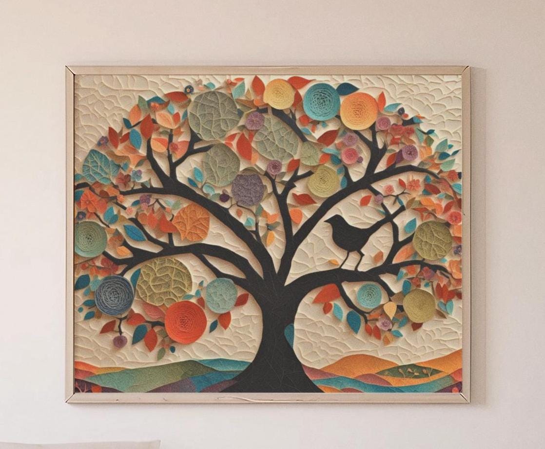 Tree of Life Print with Birkat HaBayit - Jewish Home, Judaica Décor, Papercut Tree of life