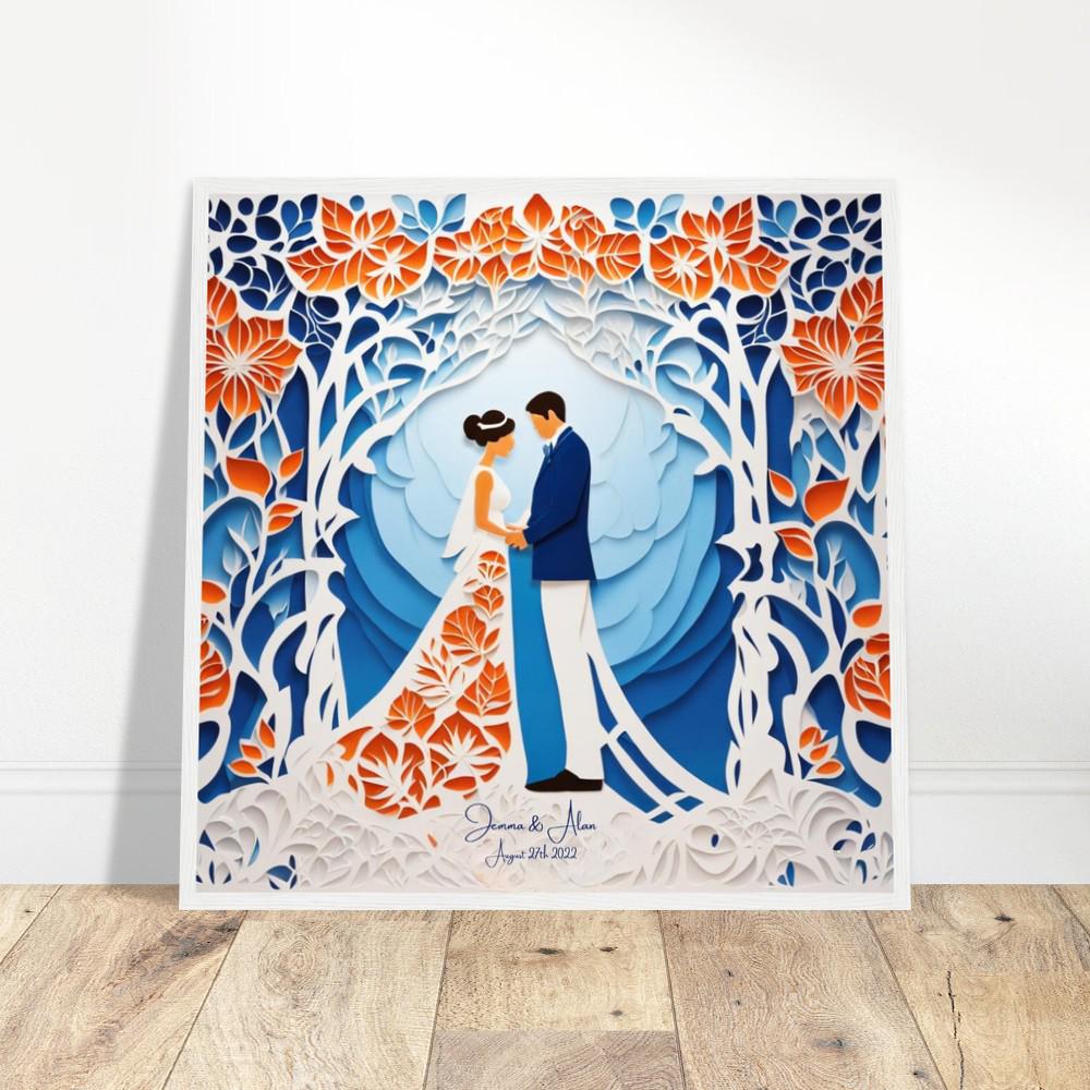 Elegant Papercut Wedding Art – Customizable with Names & Date