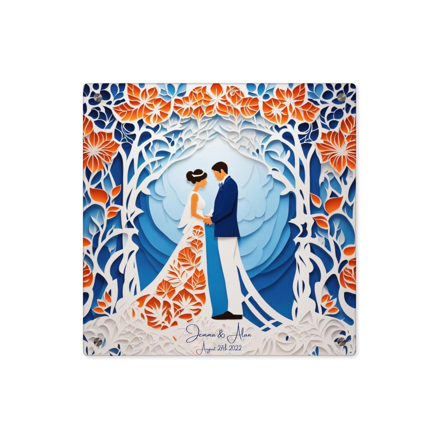 Elegant Papercut Wedding Art – Customizable with Names & Date