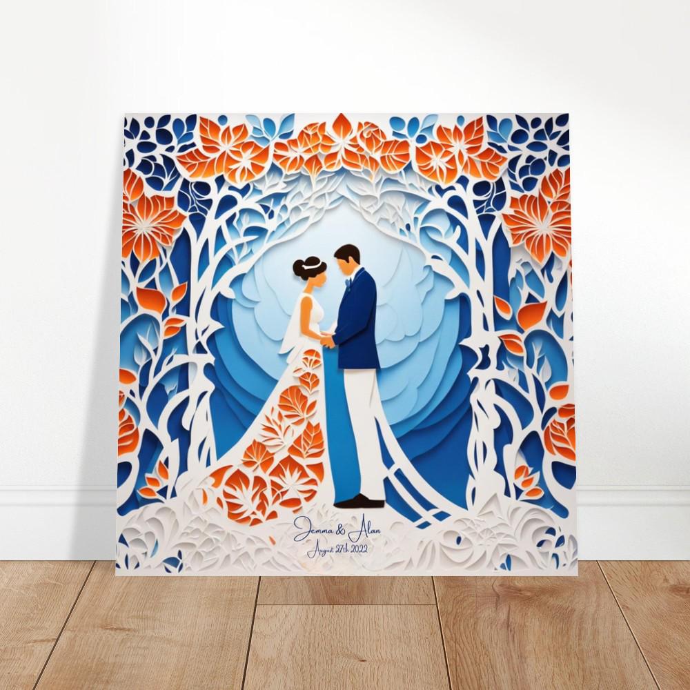 Elegant Papercut Wedding Art – Customizable with Names & Date