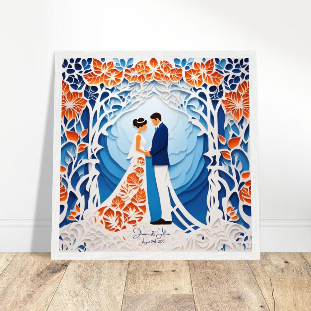 Elegant Papercut Wedding Art – Customizable with Names & Date