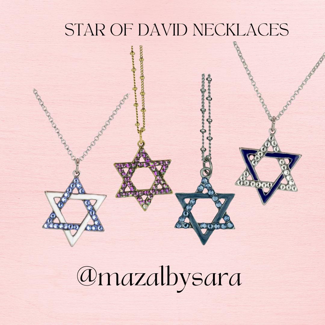 Light Blue and white Star of David Necklace - unique Jewish necklace - Judaica gift- Chanukah gift