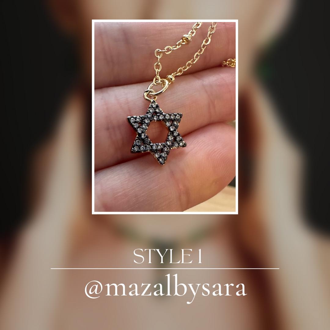 Star of David Necklace or "Am Yisrael Chai" Pendant 18k Gold-Plated – Religious Jewish Jewelry for Men and Women