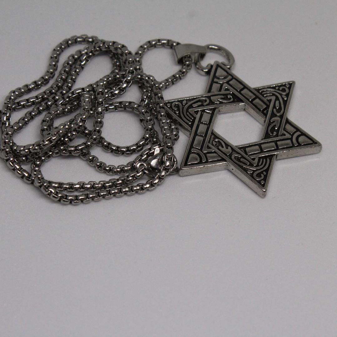 Stainless Steel Star of David Necklace – Men’s Judaica Gift