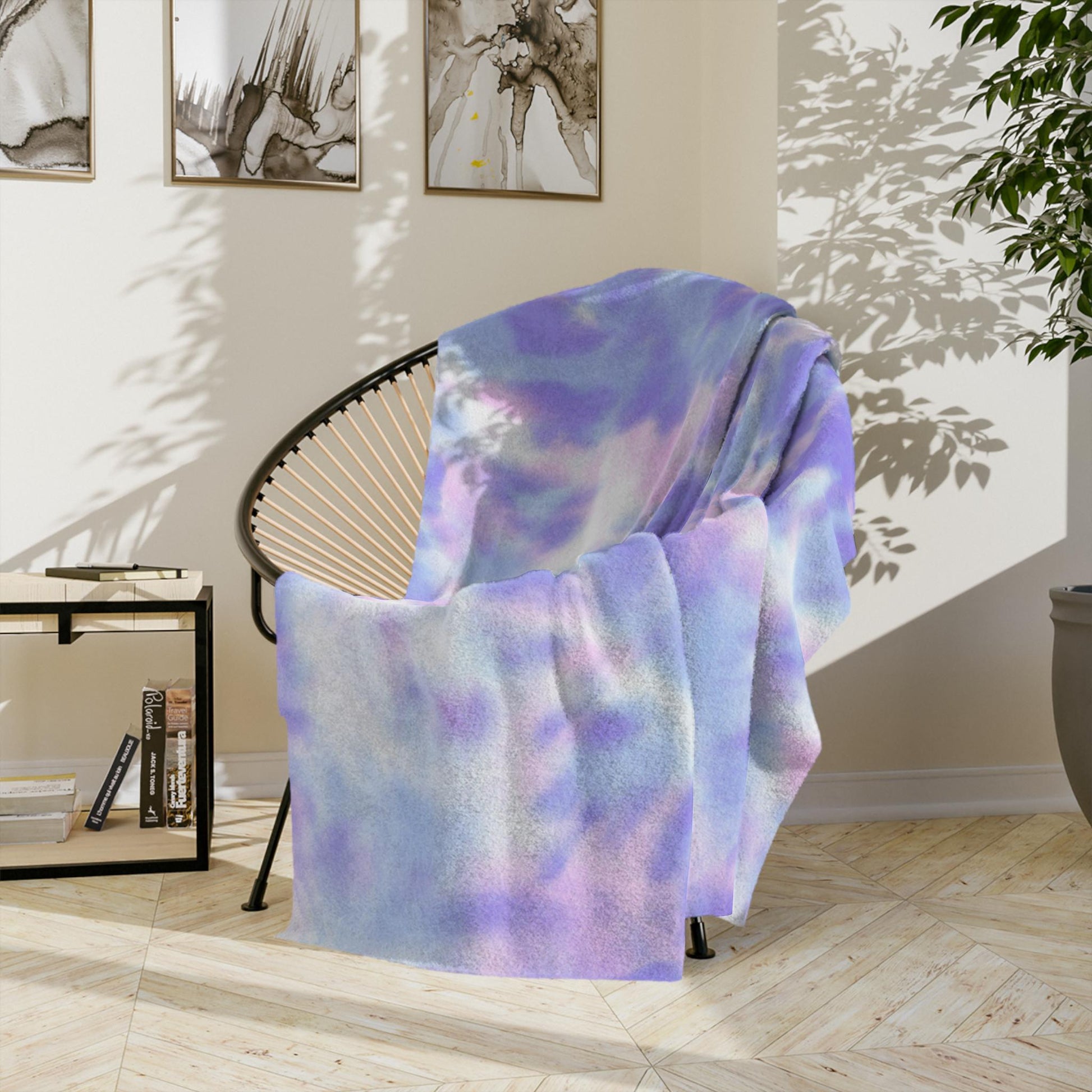 Tie Dye Velveteen Blanket with Hebrew and English- Bat Mitzvah or Chanukah Gift