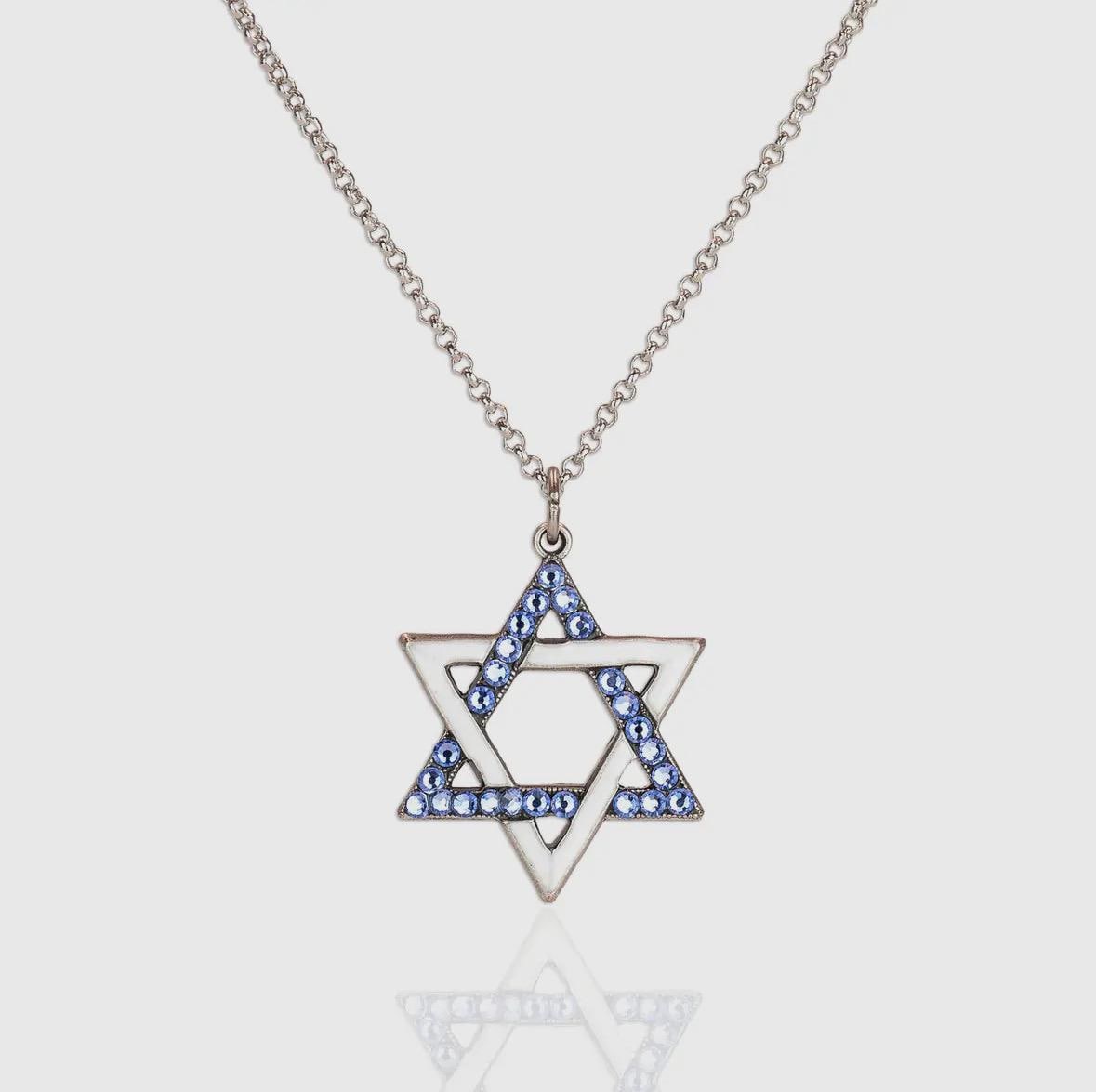 Light Blue and white Star of David Necklace - unique Jewish necklace - Judaica gift- Chanukah gift