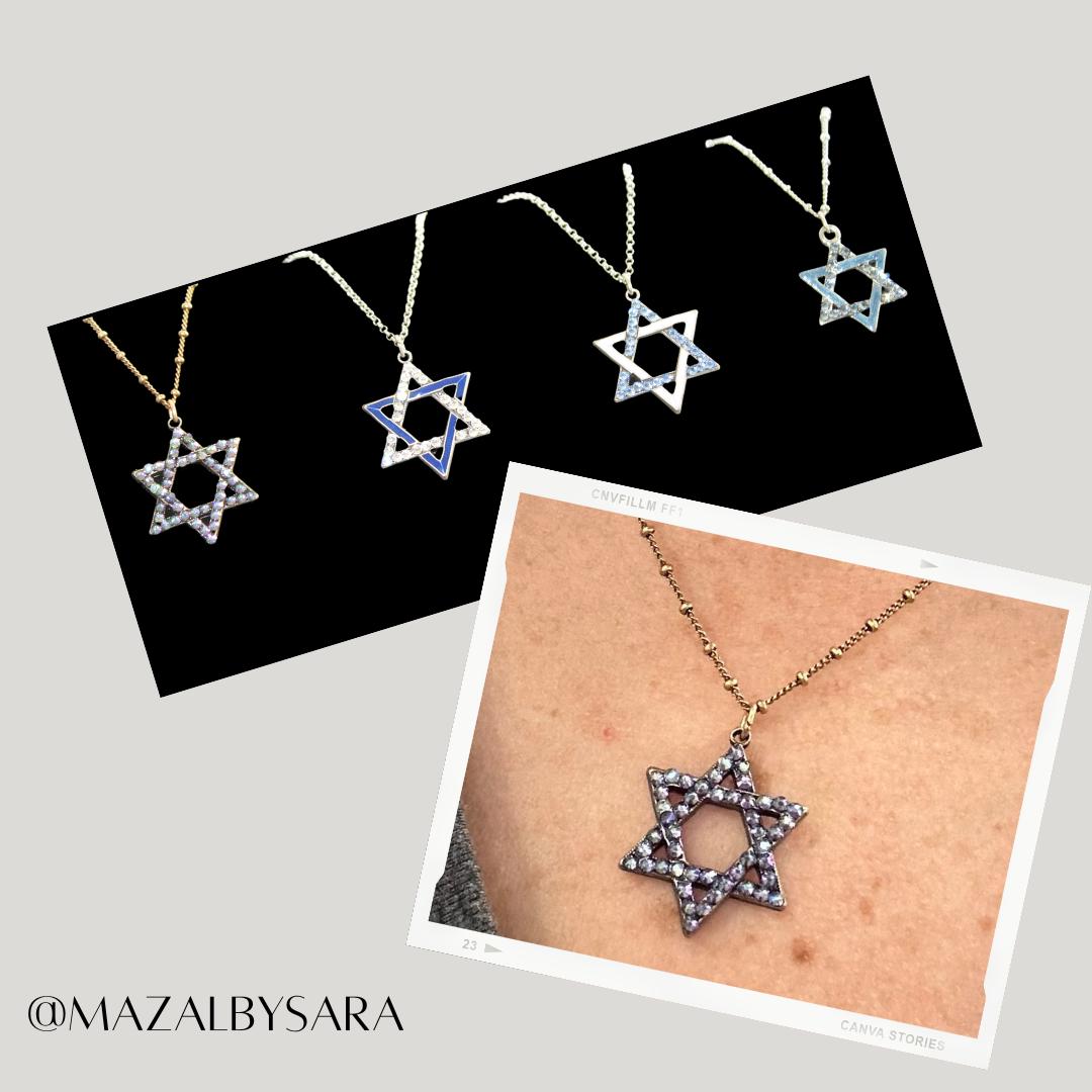 Light Blue and white Star of David Necklace - unique Jewish necklace - Judaica gift- Chanukah gift