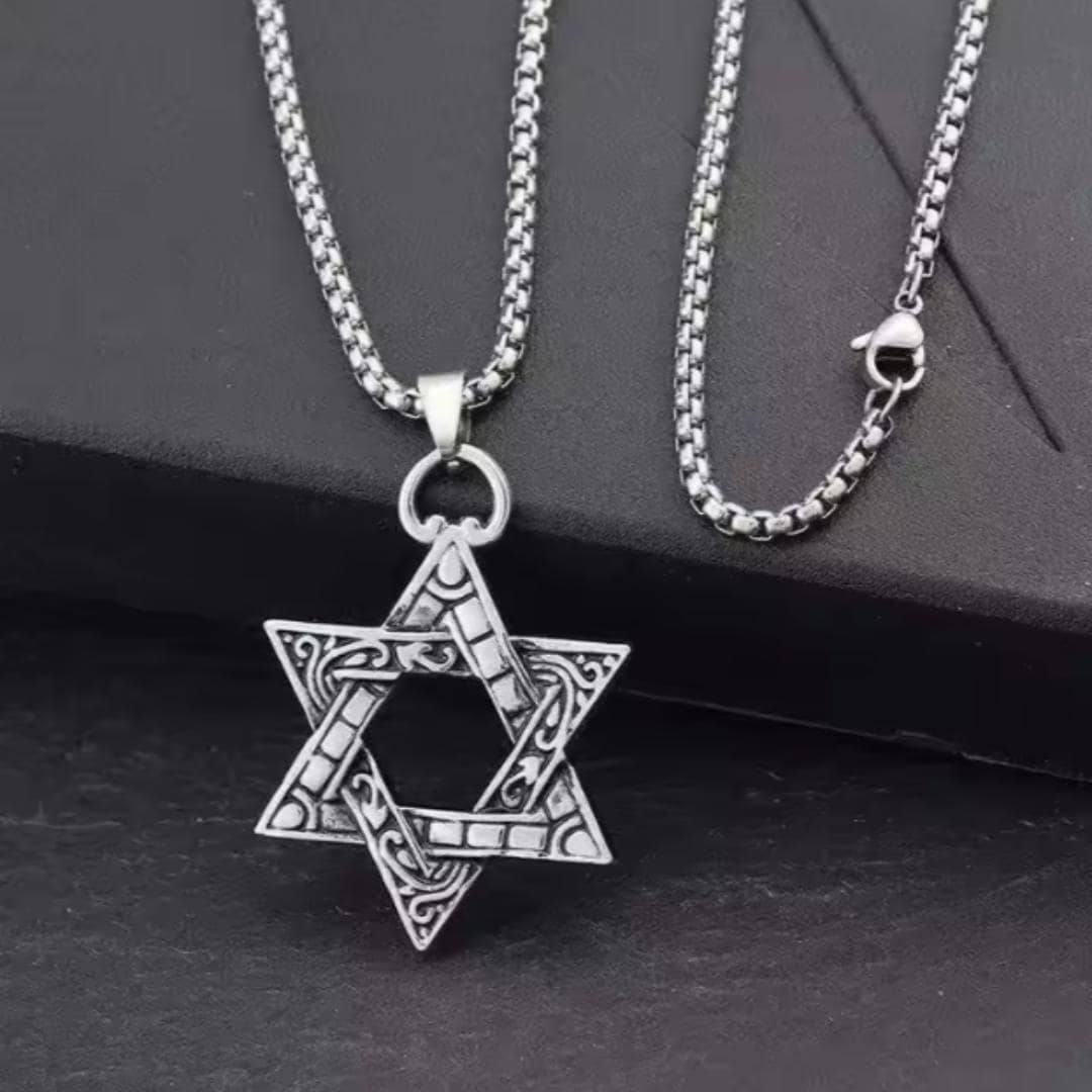 Stainless Steel Star of David Necklace, Jewish man necklace- ships within 24 hoursships within 24 hours