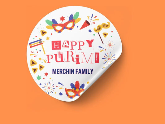 Purim Sticker Set, Customized with Your Name, Mishloach Manot, Purim Gifts, Celebrating Happy Purim, Purim Sticker set