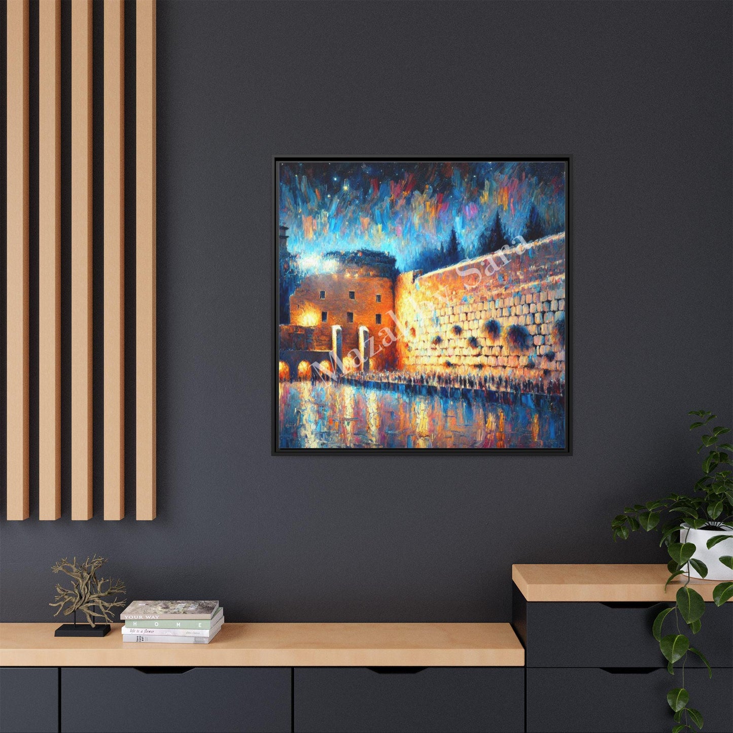 Kotel By Night 4, Jewish Wall art, Kotel wall, Western wall art, Israel art, Judaica gift, Kotel Painting - Jewish Home, Judaica Déco