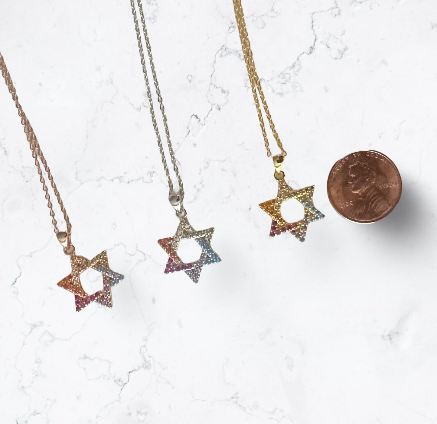 Rainbow Star of David Necklace