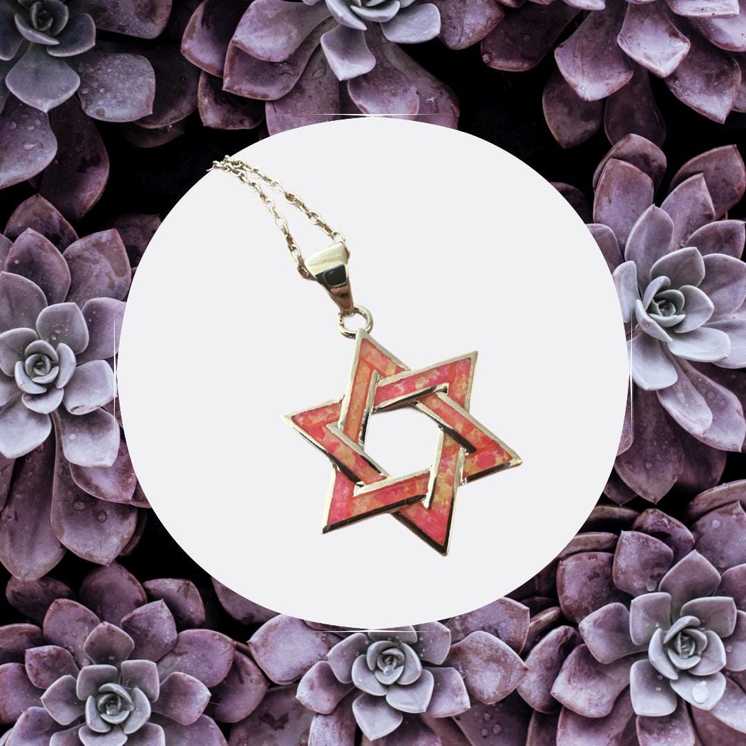 Stunning Star of David Necklace with Pink Opal – Perfect for Bat Mitzvah & Jewish Mother’s Day Gifts