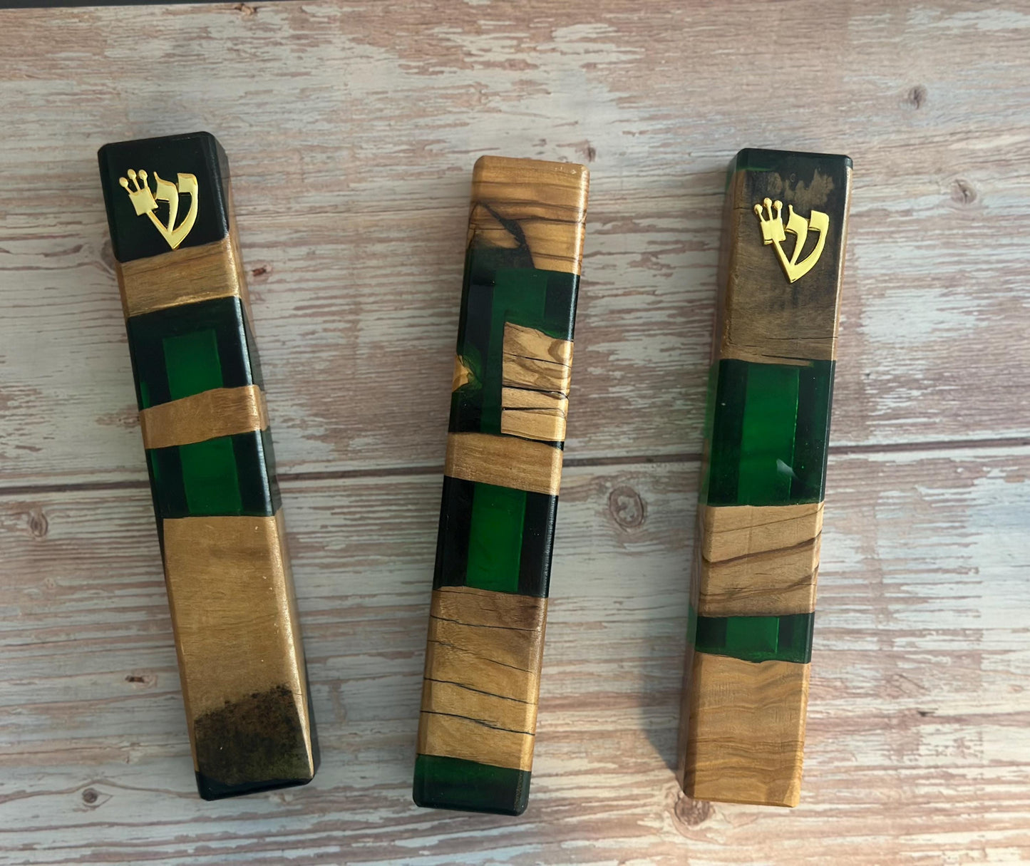 Color Resin Mezuzah for Doorway with Scroll, Jewish Wedding Gift