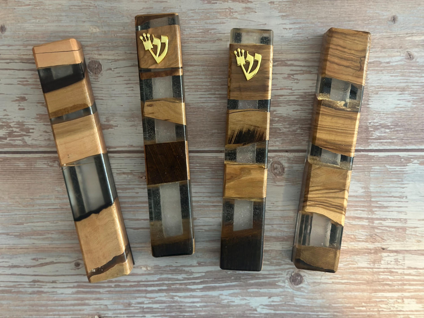 Color Resin Mezuzah for Doorway with Scroll, Jewish Wedding Gift