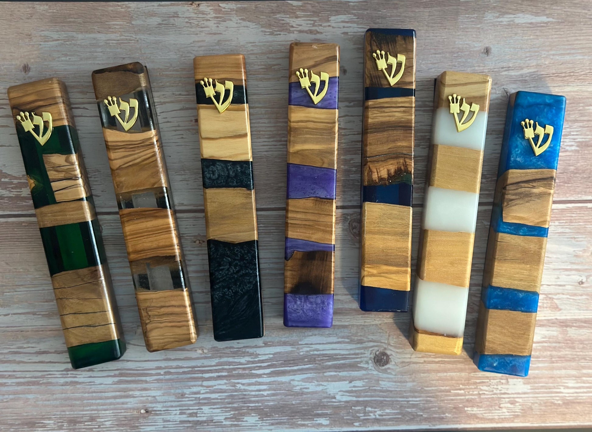 Color Resin Mezuzah for Doorway with Scroll, Jewish Wedding Gift